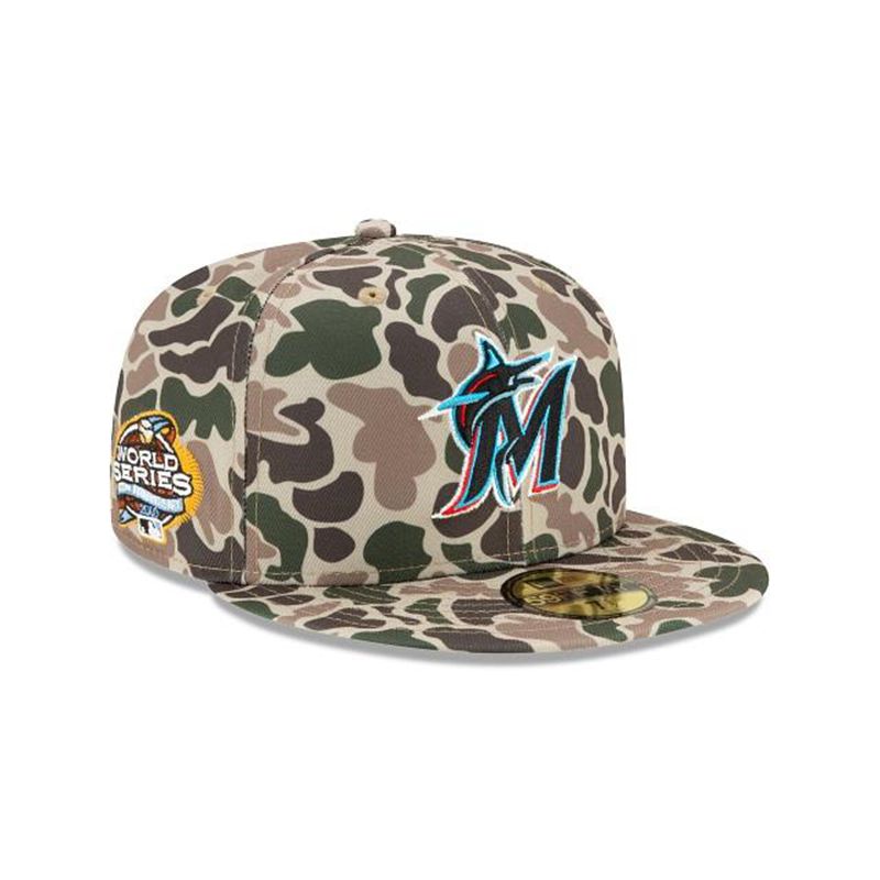 MLB Miami Marlins Duck Camo 59Fifty Fitted (GBZ2984) - Green New Era Caps